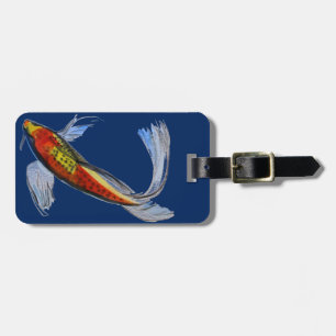 Orange Koi Japanese watercolour carp art Luggage Tag