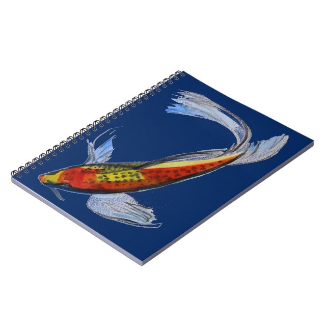 Orange Koi Japanese watercolour carp art Spiral Notebook (Left Side)