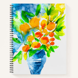Orange kumquat fruit art watercolor notebook