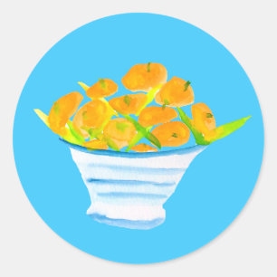 Orange kumquats watercolor fruit classic round sticker