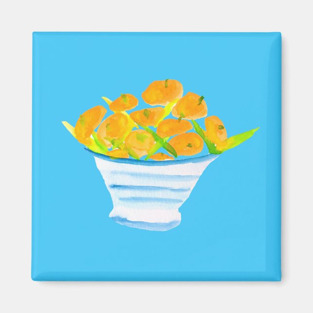 Orange kumquats watercolor fruit magnet (Front)