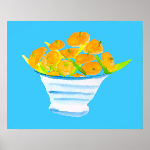 Orange kumquats watercolor fruit poster