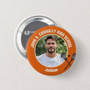 Orange Lacrosse Player Photo High School Spirit 6 Cm Round Badge