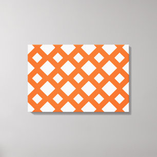 Orange Lattice on White Canvas Print