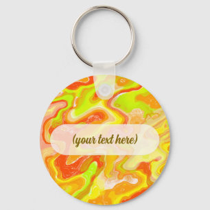 Orange Lava Marble Topographic Texture Abstract Li Key Ring