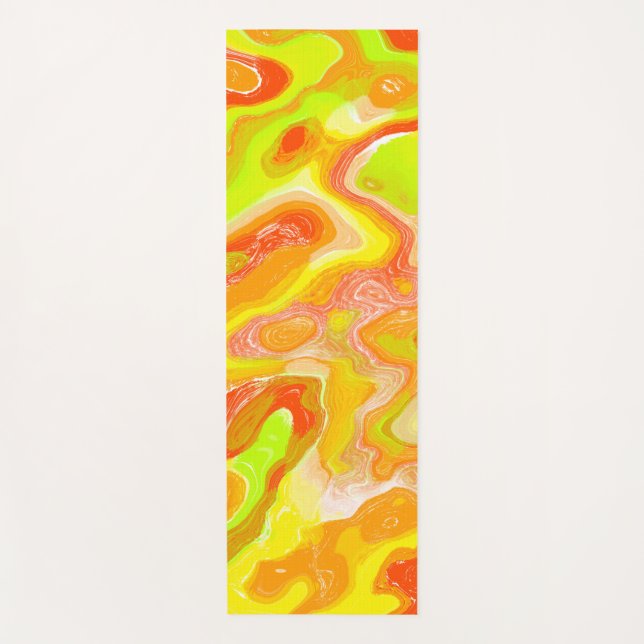 Orange Lava Marble Topographic Texture Abstract Yoga Mat (Front)