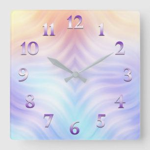 Orange Lavender Teal Square Wall Clock