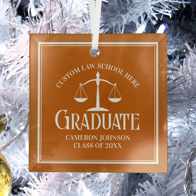 Orange Law School Graduation Christmas Glass Tree Decoration (Creator Uploaded)
