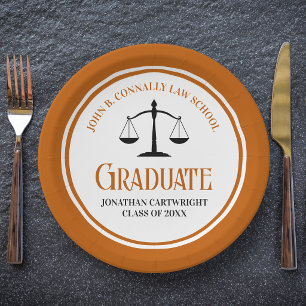 Orange Law School Graduation Party Personalized Paper Plate