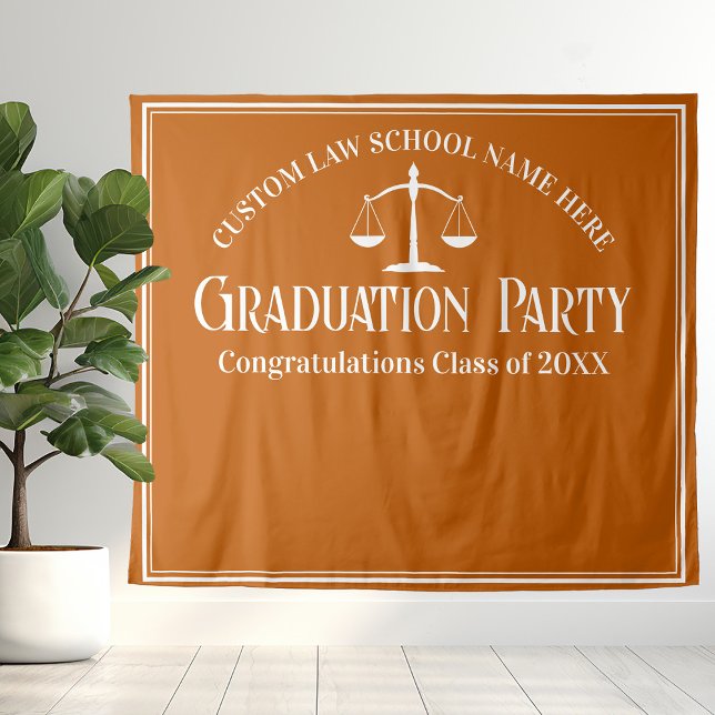 Orange Law School Graduation Party Photo Booth Tapestry (Creator Uploaded)