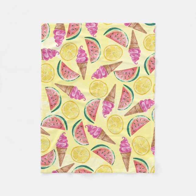 Orange Leaf Fleece Blanket (Front)
