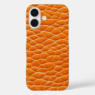 Orange leather effect pattern iPhone 16 case