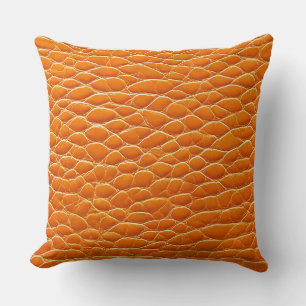 Orange leather effect pattern cushion