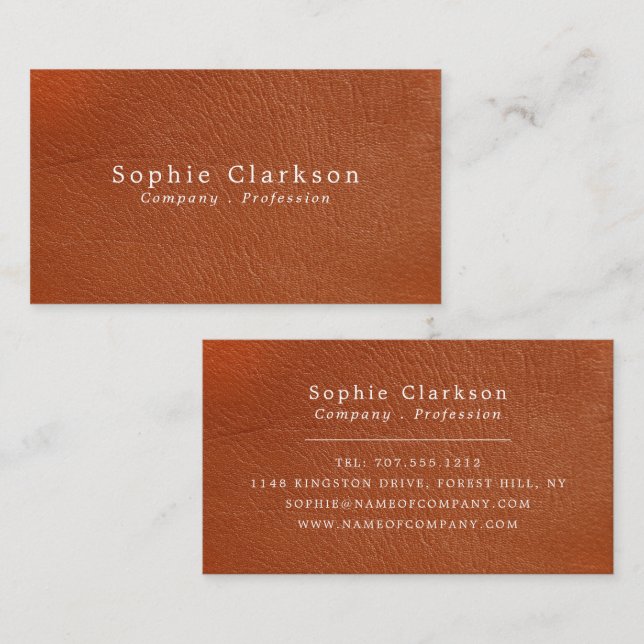 Orange Leather Effect, Rustic Business Card (Front/Back)