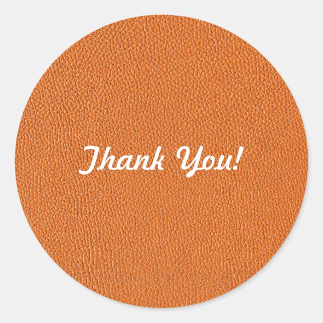 Orange Leather Look Classic Round Sticker (Front)