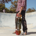 Orange Leather Print Best Dad Father`s Day Skateboard<br><div class="desc">Orange Black Leather Print Best Dad Father`s Day Skateboard. The background is dark orange and black leather printed background. The text is trendy typography. A perfect gift for a dad or a new dad on Father`s Day. This modern custom skateboard is a perfect gift for a dad on Father`s Day,...</div>