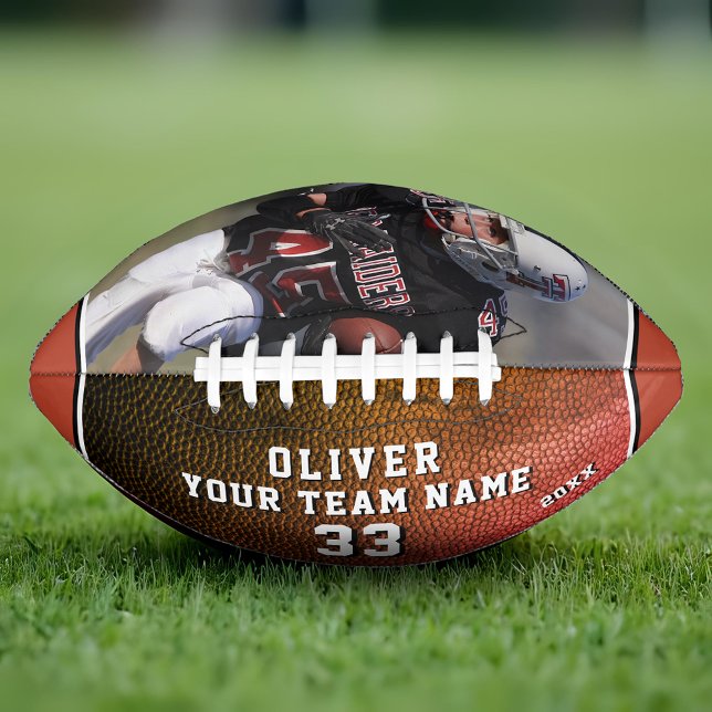 Orange Leather Print Player Name Number Team Photo Football (Creator Uploaded)