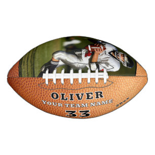 Orange Leather Print Team Player Number Photo Football