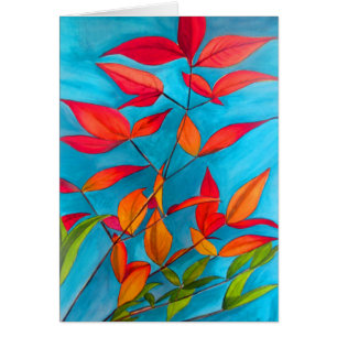 Orange leaves Autumn original watercolour art