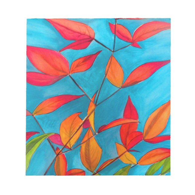 Orange leaves Autumn original watercolour art Notepad (Front)
