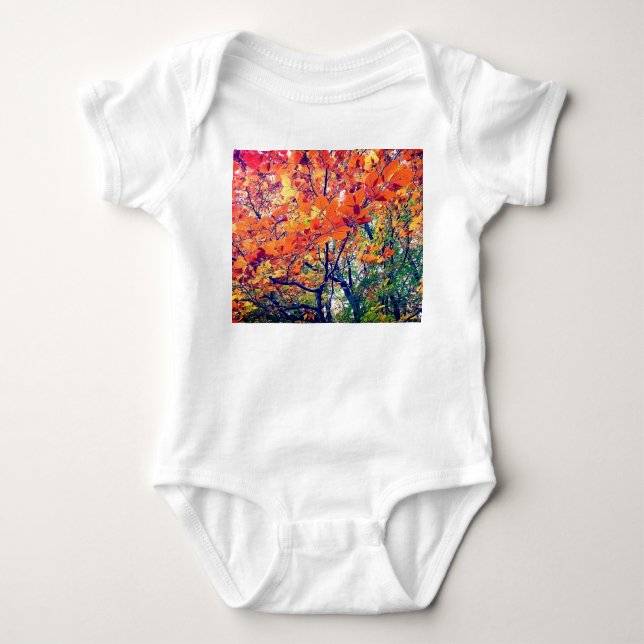 Orange leaves baby bodysuit (Front)