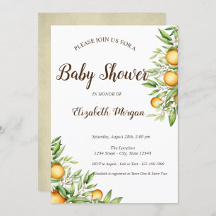  Orange,Leaves Citrus Baby Shower  Invitation