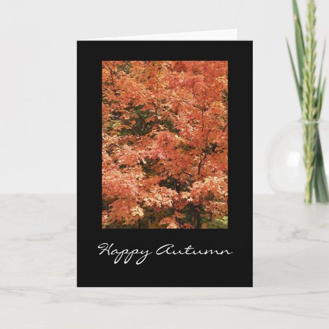 Orange Leaves Happy Autumn Card (Front)