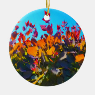 Orange leaves in Fall Ceramic Ornament