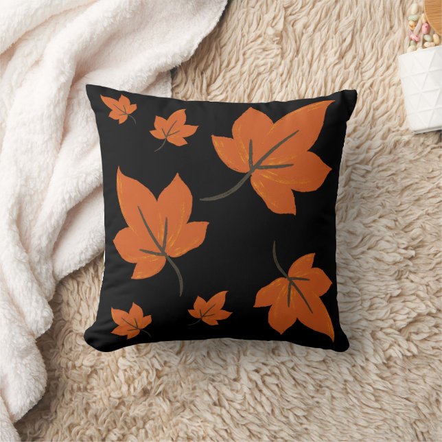 Orange leaves on autumn pattern cushion (Blanket)