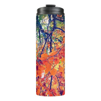 Orange leaves thermal tumbler