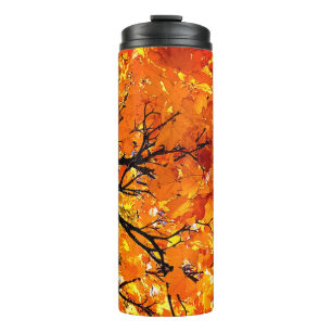 Orange leaves thermal tumbler