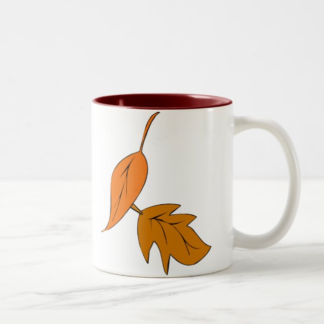 Orange Leaves Two-Tone Coffee Mug (Right)
