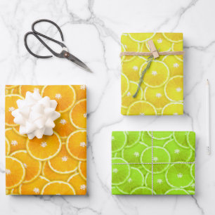 Orange, Lemon and Lime Slices Wrapping Paper Sheet