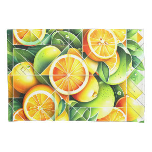 Orange Lemon Botanical Citrus Geometric Pillowcase