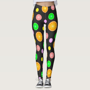 Orange lemon lime grapefruit summer party pattern leggings