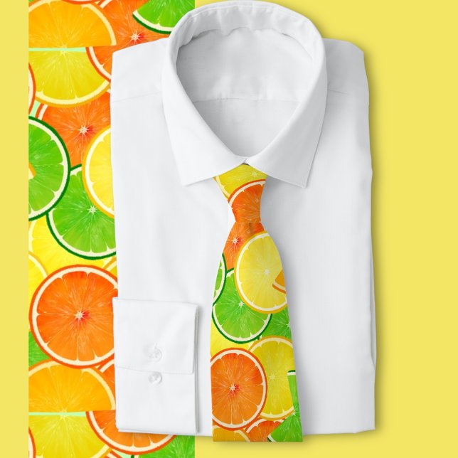 Orange Lemon Lime Tie (Bright bold zesty summer citrus slices)