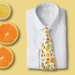 Orange & Lemon Pattern White Tie<br><div class="desc">A white tie with a slice,  half and full orange and lemon pattern,  for citrus lovers. It could add a fresh touch to work!</div>
