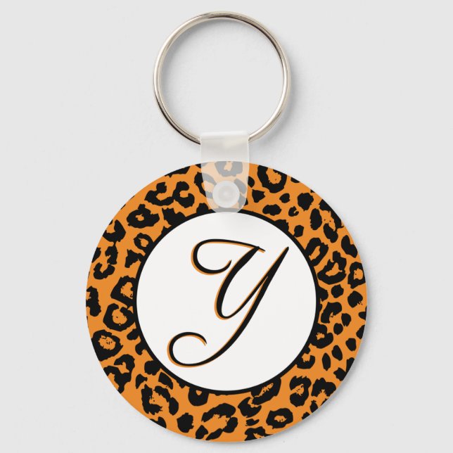 Orange Leopard Design with Y Key Ring (Front)