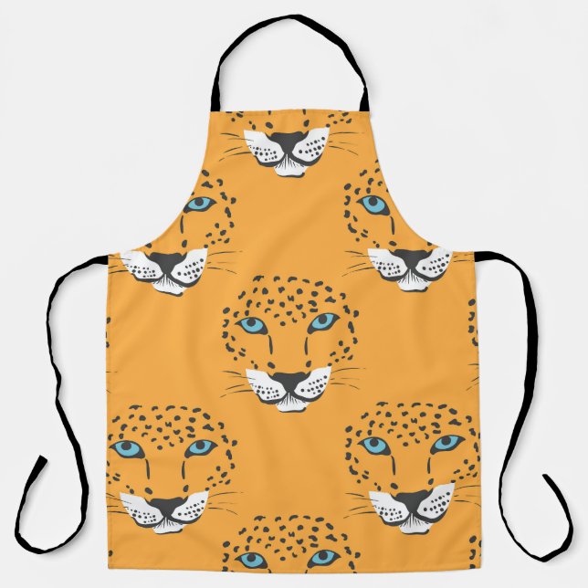Orange leopard head, seamless pattern. apron (Front)