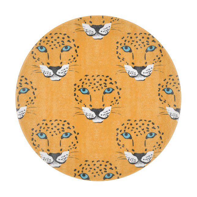 Orange leopard head, seamless pattern. cutting board (Front)