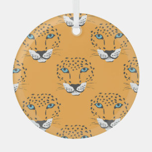 Orange leopard head, seamless pattern. glass tree decoration