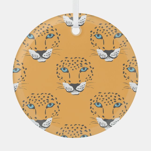 Orange leopard head, seamless pattern. glass tree decoration (Front)
