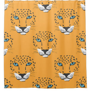 Orange leopard head, seamless pattern. shower curtain
