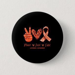 Orange Leopard Peace Love Cure Leukaemia Awareness 6 Cm Round Badge
