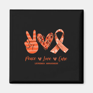Orange Leopard Peace Love Cure Leukaemia Awareness Magnet