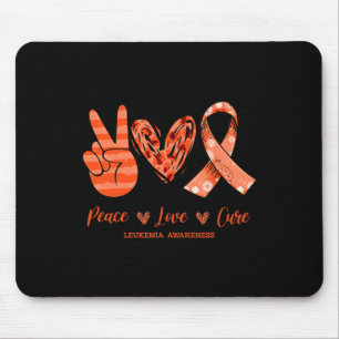 Orange Leopard Peace Love Cure Leukaemia Awareness Mouse Pad