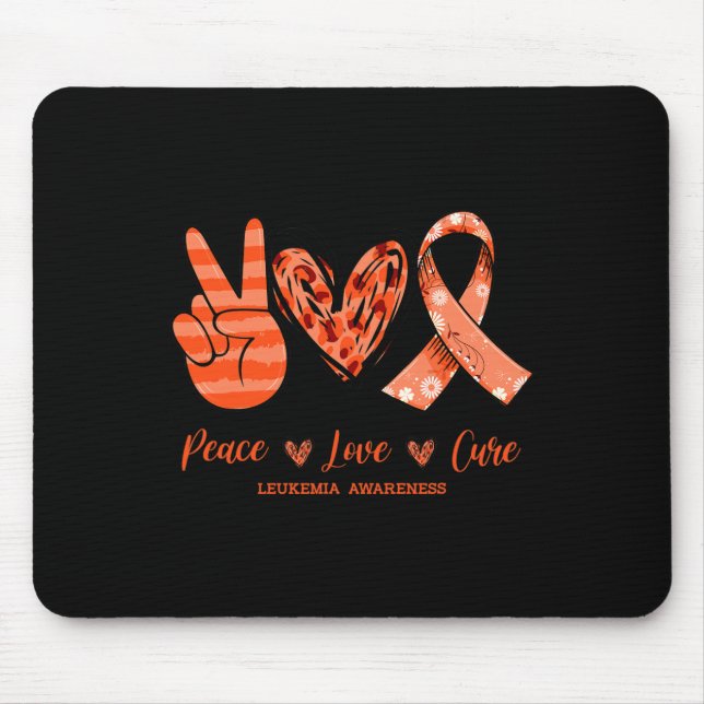 Orange Leopard Peace Love Cure Leukaemia Awareness Mouse Pad (Front)