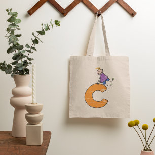 Orange Letter C Tote Bag