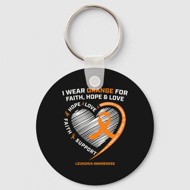 Orange Leukaemia Awareness Faith Hope Love Christi Key Ring (Front)