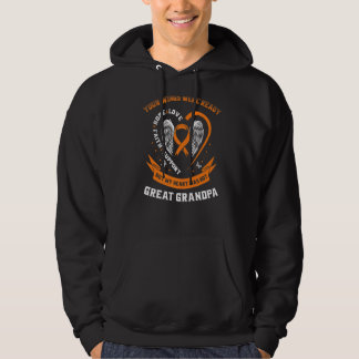 Orange Leukaemia Awareness Great Grandpa Wings Wer Hoodie